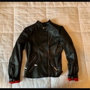 Faux leather moto leather jacket